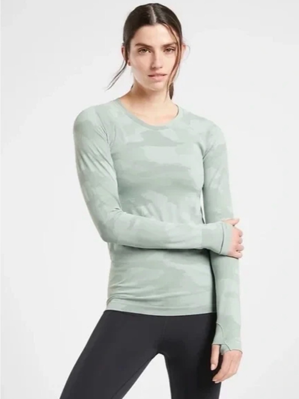 Athleta Momentum Seamless Top in Camo Sage Green